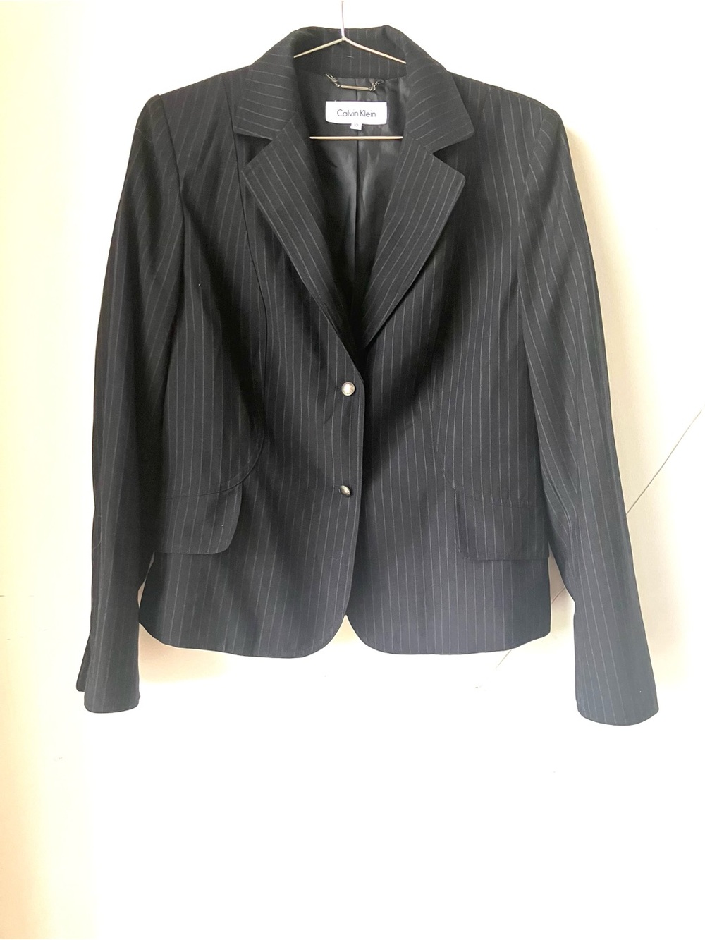 Calvin Klein navy Pinstripe Two-Button Women's Blazer